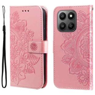 For Realme 15T 5G Seven-petal Flowers Embossing Leather Phone Case(Rose Gold)