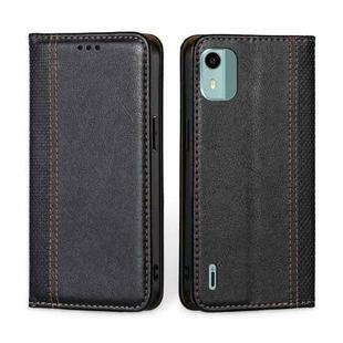 For Nokia C12 Grid Texture Magnetic Flip Leather Phone Case(Black)