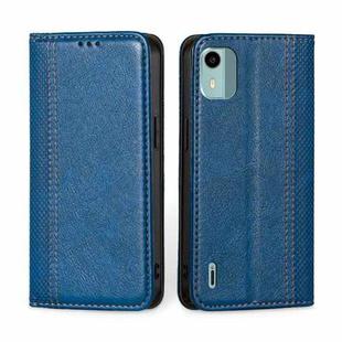 For Nokia C12 Grid Texture Magnetic Flip Leather Phone Case(Blue)