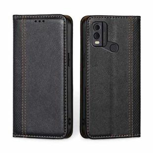 For Nokia C22 Grid Texture Magnetic Flip Leather Phone Case(Black)