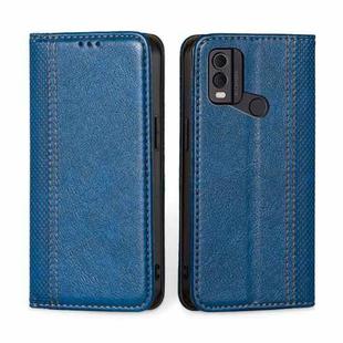 For Nokia C22 Grid Texture Magnetic Flip Leather Phone Case(Blue)