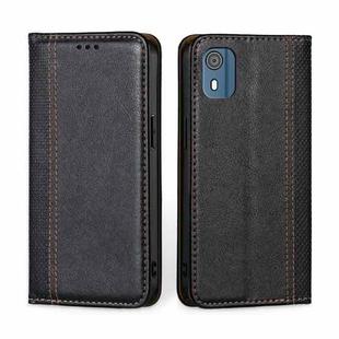 For Nokia C02 TA-1522 Grid Texture Magnetic Flip Leather Phone Case(Black)