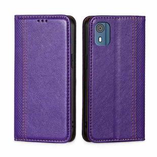 For Nokia C02 TA-1522 Grid Texture Magnetic Flip Leather Phone Case(Purple)