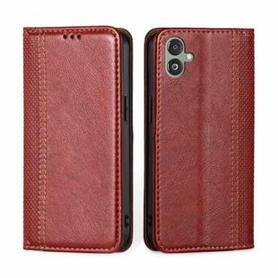 For Samsung Galaxy F14 5G Grid Texture Magnetic Flip Leather Phone Case(Red)