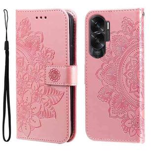 For Honor X50i 5G 7-petal Flowers Embossing Leather Phone Case(Rose Gold)