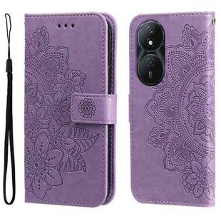 For Honor Play 50 Plus Seven-petal Flowers Embossing Leather Phone Case(Light Purple)