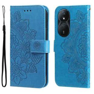 For Honor Play 50 Plus 7-petal Flowers Embossing Leather Phone Case(Blue)