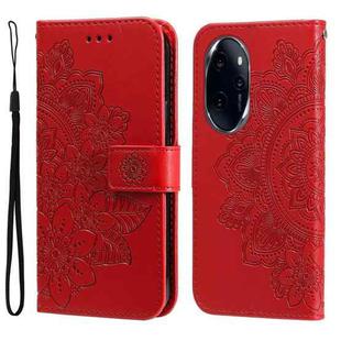 For Honor 100 Pro Seven-petal Flowers Embossing Leather Phone Case(Red)