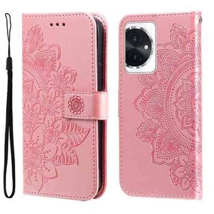 For Honor 100 7-petal Flowers Embossing Leather Phone Case(Rose Gold)