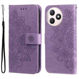 For Honor X50i+ 7-petal Flowers Embossing Leather Phone Case(Light Purple)