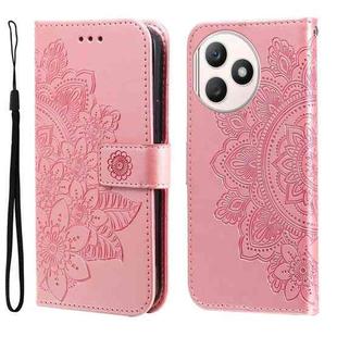 For Honor X50i+ Seven-petal Flowers Embossing Leather Phone Case(Rose Gold)