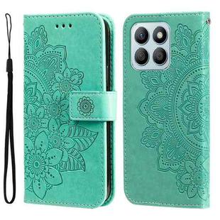 For Honor X8b 7-petal Flowers Embossing Leather Phone Case(Green)