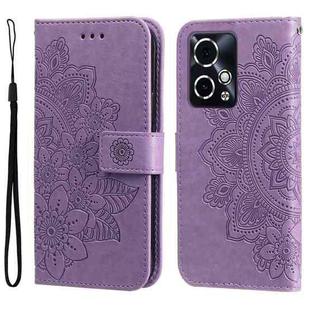 For Honor 90 GT 7-petal Flowers Embossing Leather Phone Case(Light Purple)