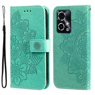 For Honor 90 GT Seven-petal Flowers Embossing Leather Phone Case(Green)