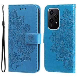 For Honor 200 Lite Global Seven-petal Flowers Embossing Leather Phone Case(Blue)