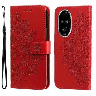 For Honor 200 Pro Seven-petal Flowers Embossing Leather Phone Case(Red)