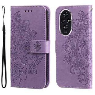 For Honor 200 Seven-petal Flowers Embossing Leather Phone Case(Light Purple)