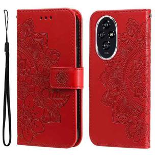 For Honor 200 Seven-petal Flowers Embossing Leather Phone Case(Red)