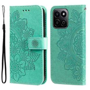 For Honor Play 60 Plus Seven-petal Flowers Embossing Leather Phone Case(Green)