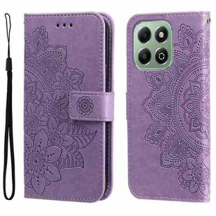 For Honor X6b Seven-petal Flowers Embossing Leather Phone Case(Light Purple)