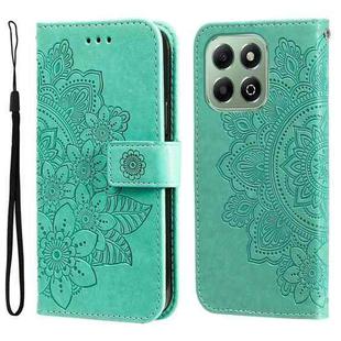 For Honor X6b Seven-petal Flowers Embossing Leather Phone Case(Green)