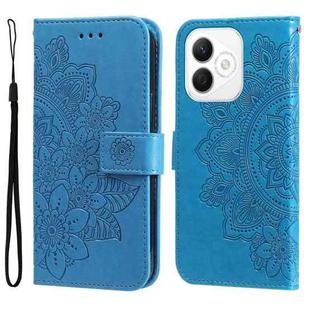 For Honor X60i Seven-petal Flowers Embossing Leather Phone Case(Blue)