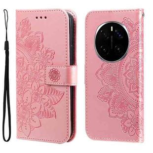 For Honor Magic7 Pro Seven-petal Flowers Embossing Leather Phone Case(Rose Gold)