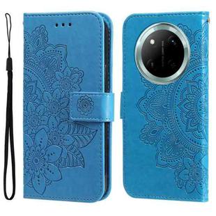 For Honor X9c / Magic7 Lite Seven-petal Flowers Embossing Leather Phone Case(Blue)