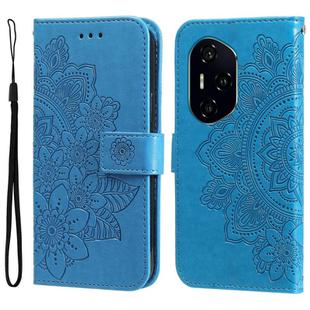 For Honor 300 Pro Seven-petal Flowers Embossing Leather Phone Case(Blue)