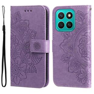 For Honor X8c 4G Seven-petal Flowers Embossing Leather Phone Case(Light Purple)