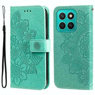 For Honor X8c 4G Seven-petal Flowers Embossing Leather Phone Case(Green)