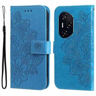 For Honor 400 Seven-petal Flowers Embossing Leather Phone Case(Blue)