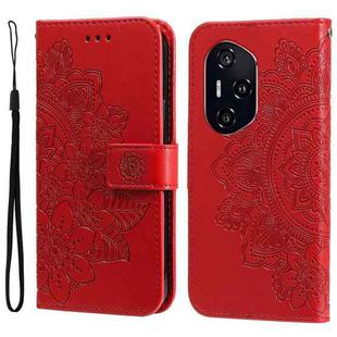 For Honor 400 Seven-petal Flowers Embossing Leather Phone Case(Red)