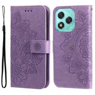 For Honor 400 Lite Seven-petal Flowers Embossing Leather Phone Case(Light Purple)