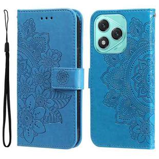 For Honor 400 Lite Seven-petal Flowers Embossing Leather Phone Case(Blue)