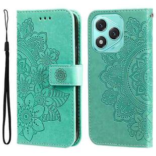For Honor 400 Lite Seven-petal Flowers Embossing Leather Phone Case(Green)