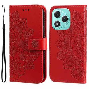 For Honor 400 Lite Seven-petal Flowers Embossing Leather Phone Case(Red)
