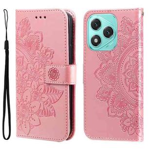 For Honor 400 Lite Seven-petal Flowers Embossing Leather Phone Case(Rose Gold)