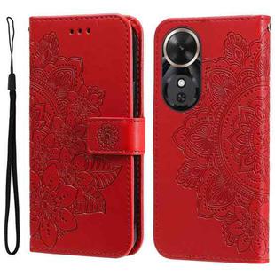 For Honor Play 60 Seven-petal Flowers Embossing Leather Phone Case(Red)