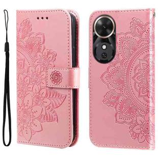 For Honor Play 60 Seven-petal Flowers Embossing Leather Phone Case(Rose Gold)