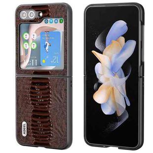 For Samsung Galaxy Z Flip5 ABEEL Genuine Leather Weilai Series Phone Case(Coffee)