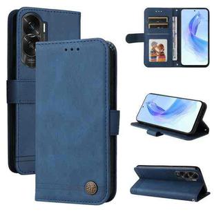 For Honor X50i 5G Skin Feel Life Tree Metal Button Leather Phone Case(Blue)