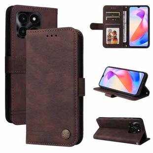 For Honor X6a Skin Feel Life Tree Metal Button Leather Phone Case(Brown)