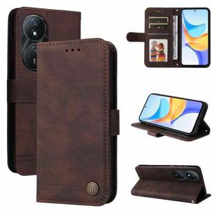 For Honor Play 50 Plus Skin Feel Life Tree Metal Button Leather Phone Case(Brown)