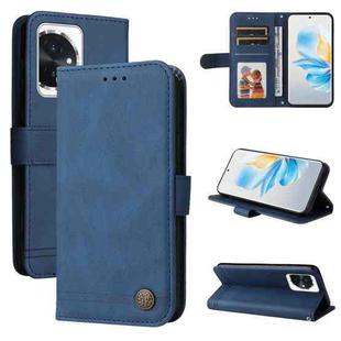 For Honor 100 Skin Feel Life Tree Metal Button Leather Phone Case(Blue)