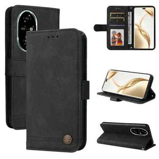 For Honor 200 Pro Skin Feel Life Tree Metal Button Leather Phone Case(Black)