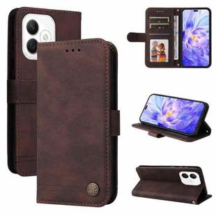 For Honor X60i Skin Feel Life Tree Metal Button Leather Phone Case(Brown)