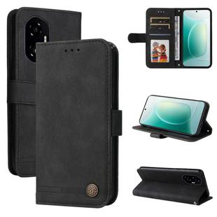 For Honor 300 Skin Feel Life Tree Metal Button Leather Phone Case(Black)