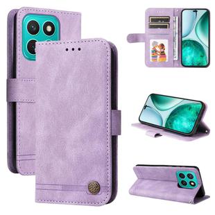 For Honor X8c 4G Skin Feel Life Tree Metal Button Leather Phone Case(Purple)