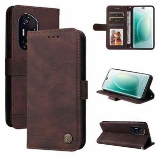 For Honor 400 Skin Feel Life Tree Metal Button Leather Phone Case(Brown)